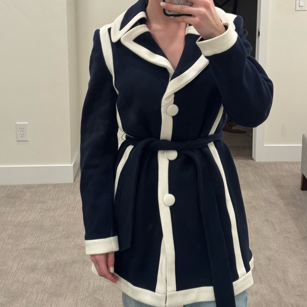 INC International Concepts Navy and White Trench Coat